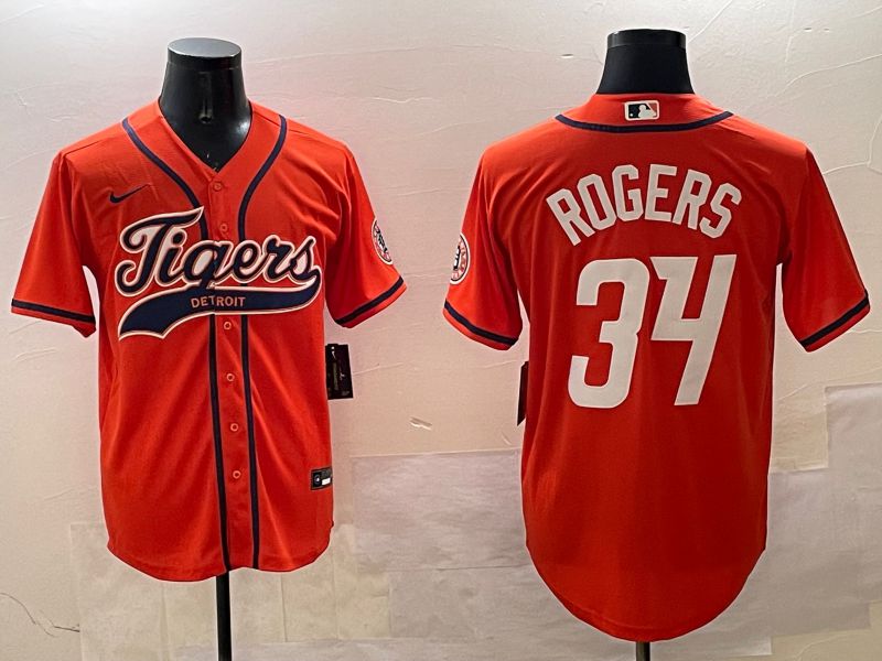 Men Detroit Tigers #34 Rogers Orange Joint Name Game 2025 Nike MLB Jersey style 5